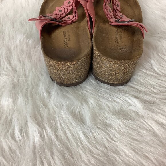 Sophia Milano Pink Leather Toe Loop Floral Flower Cork Bed Sandals 8.5-9 - Picture 3 of 8